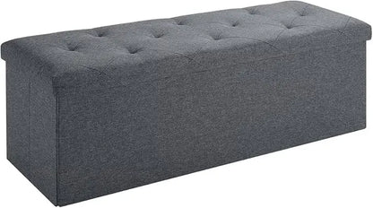 folding storage ottoman bench, 43" footrest, bed end chest, holds 250lbs, living room furniture