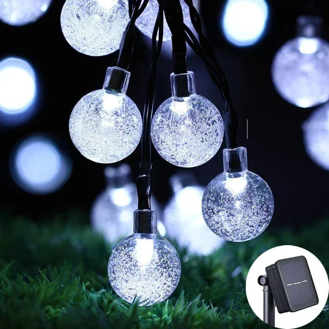 2024 New Solar Crystal Globe LED String Lights LED Solar Outdoor Light IP65 Fairy Light Christmas Garland for Garden Party Decor